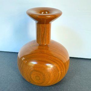 Handcrafted Wood Turned Bud Vase Artisan Signed Lee Nale Rustic Minimalist